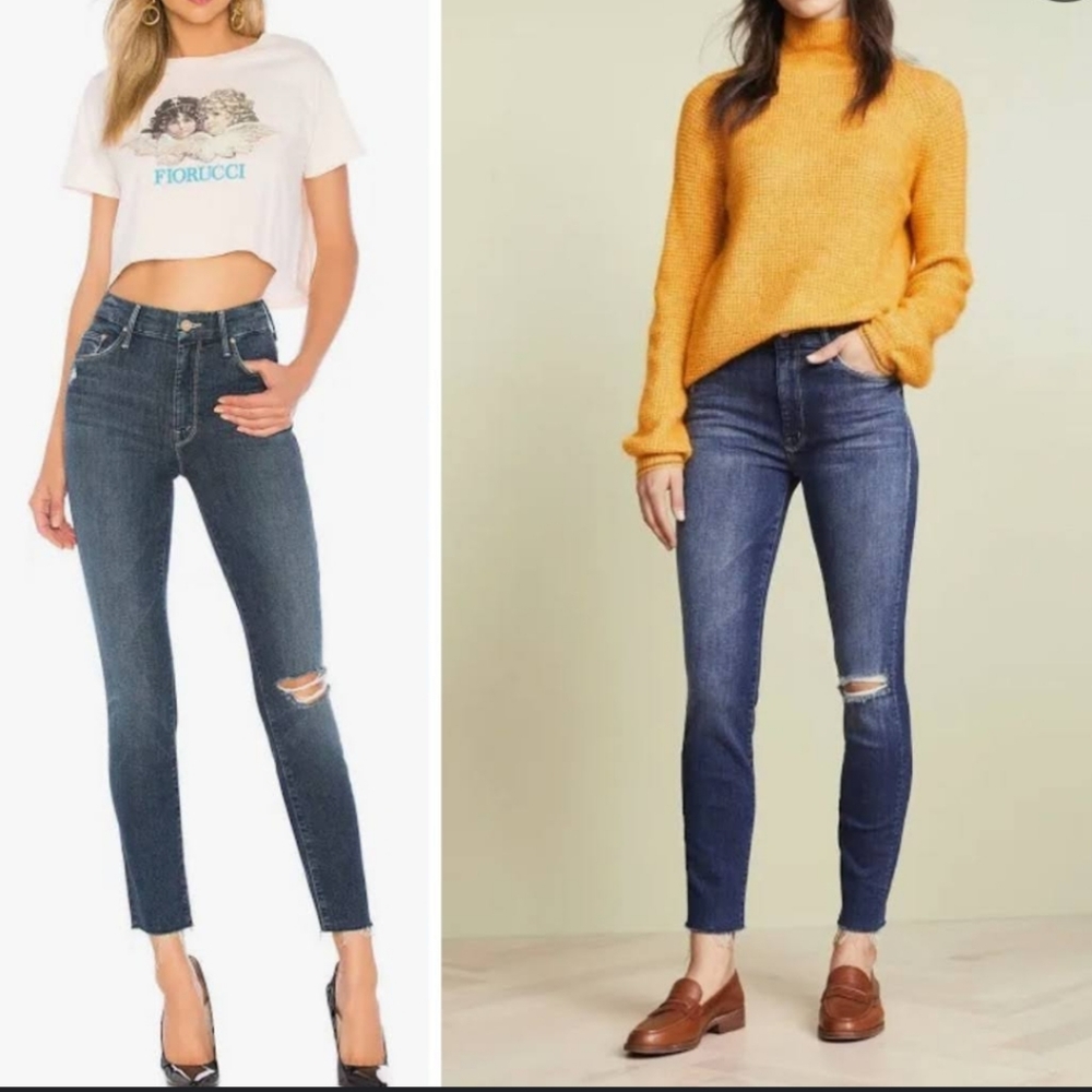 Mother High Waisted Looker Ankle Fray In Close To The Edge Sz 28 View 2